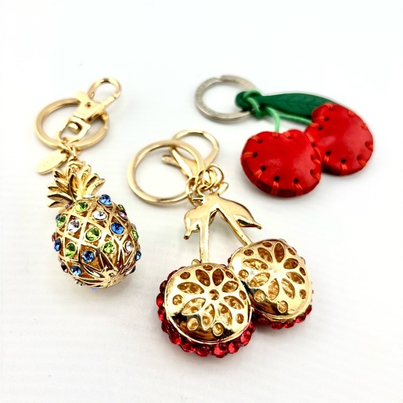 Sparkly Fruit Keychain Bundle Lot of 3 (Pineapple & Cherries) - Picture 3 of 6